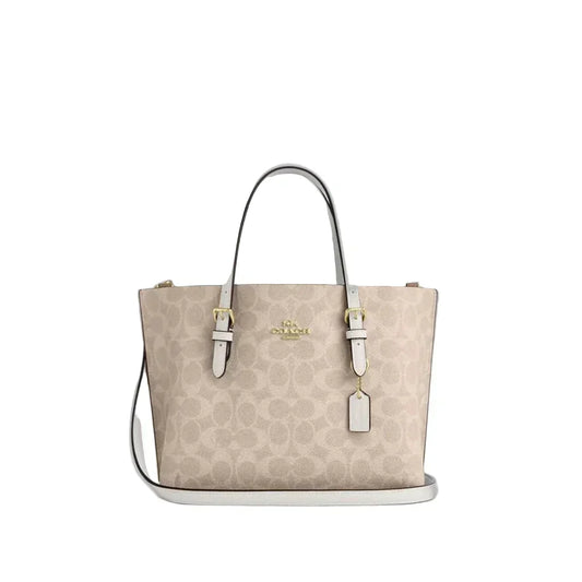 The Mollie Tote Bag 25 In Signature Canvas - Sand/Chalk