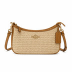 Teri Shoulder Bag in Straw - Brass/Natural