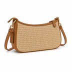 Teri Shoulder Bag in Straw - Brass/Natural