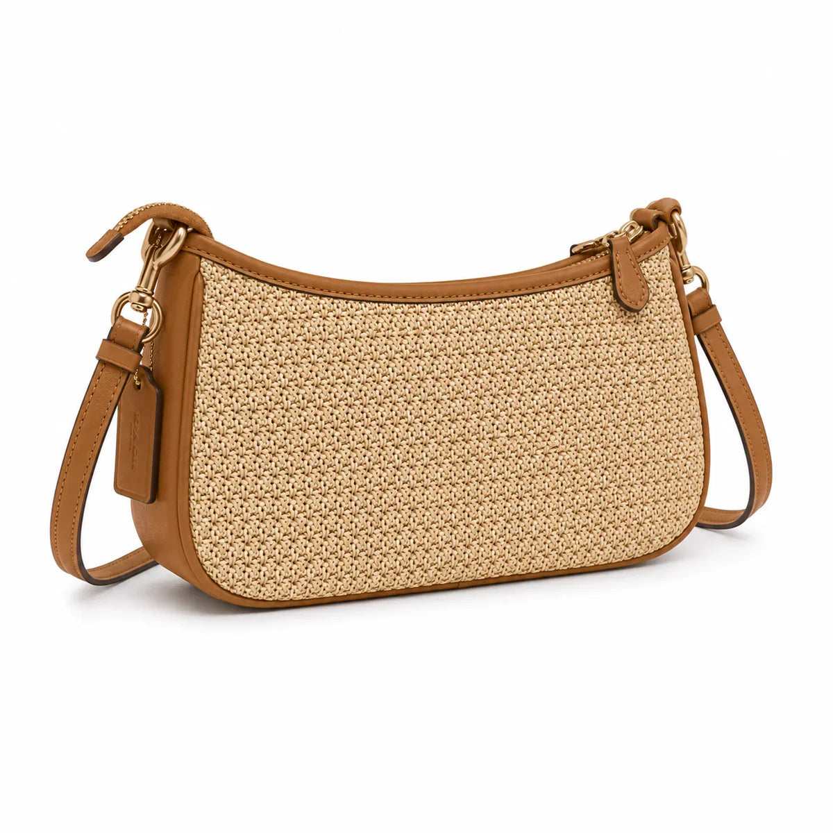 Teri Shoulder Bag in Straw - Brass/Natural