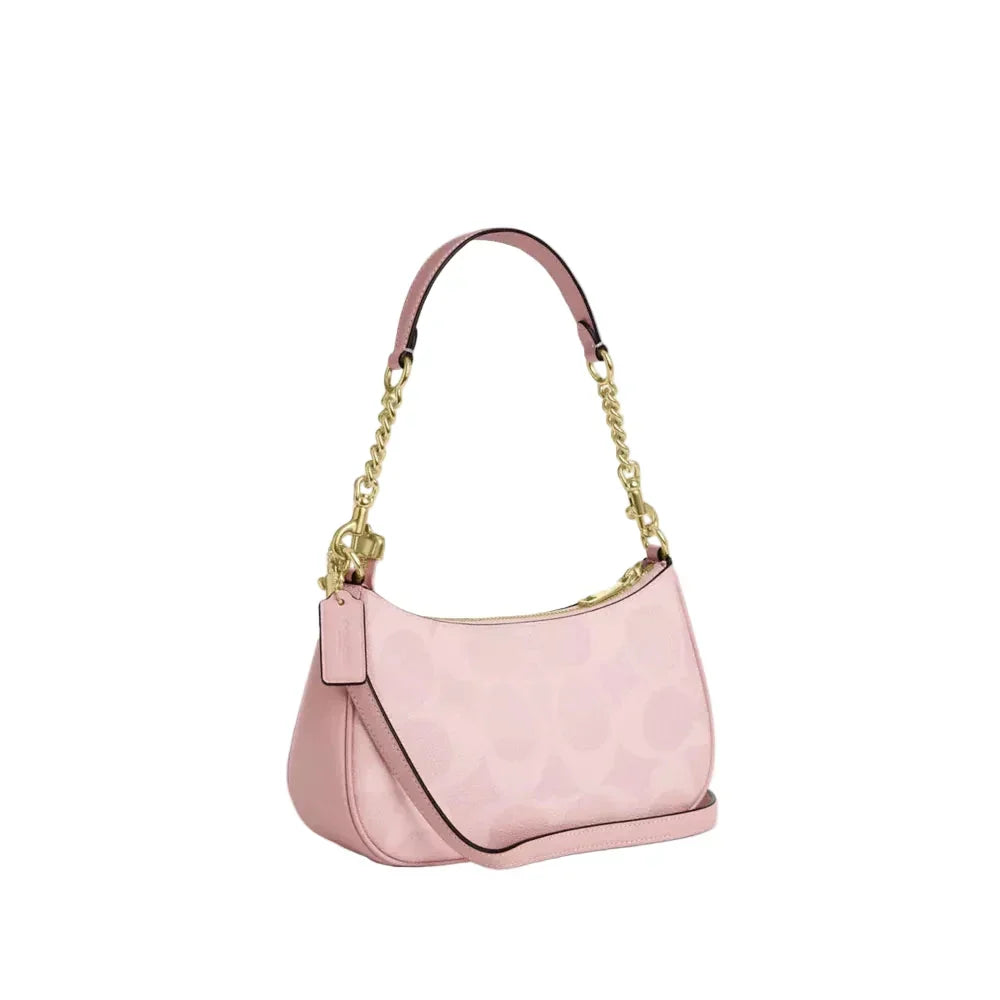 Teri Shoulder Bag In Signature Canvas  - Gold/Pink