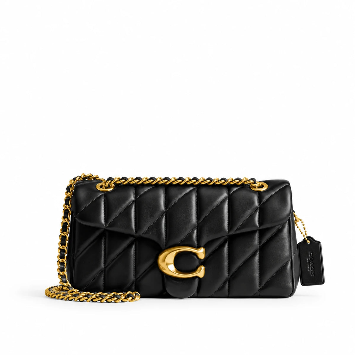 Tabby Shoulder Bag 26 With Pillow Quilting - Brass/Black