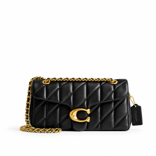 Tabby Shoulder Bag 26 With Pillow Quilting - Brass/Black