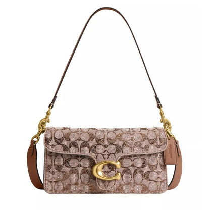 Tabby Shoulder Bag 26 In Crystal Signature Jacquard - Mushroom