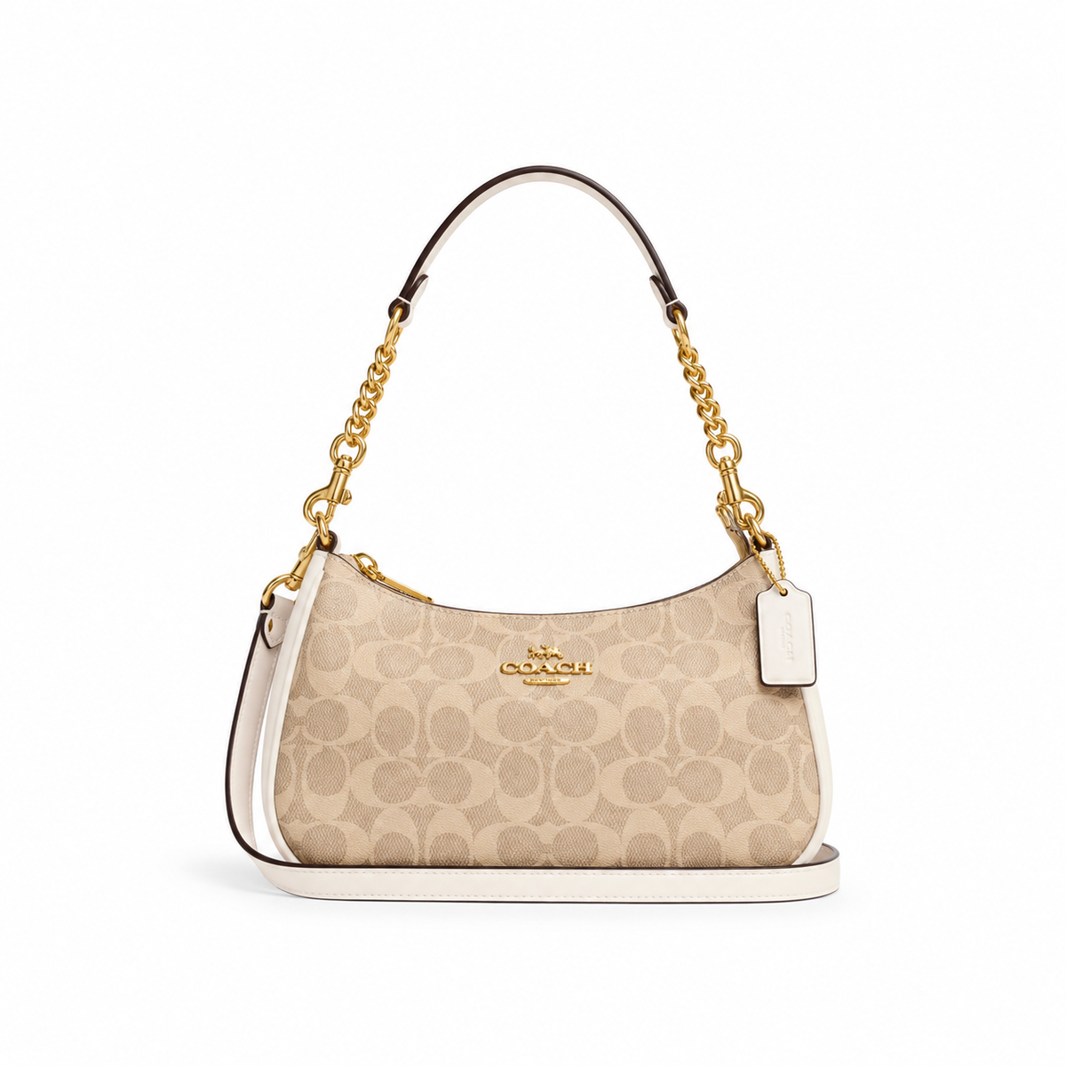 Teri Shoulder Bag In Signature Canvas - Gold/Sand/Chalk