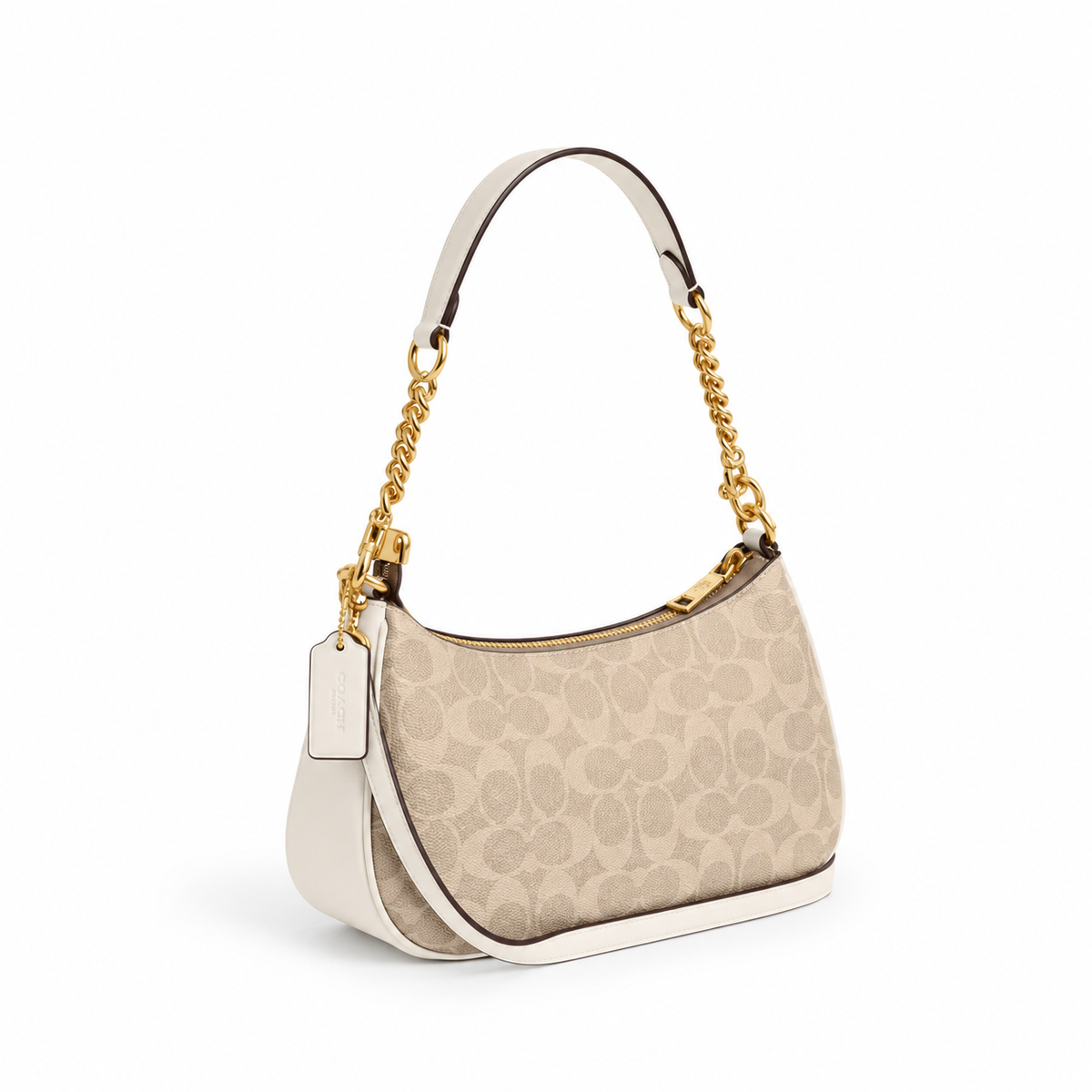 Teri Shoulder Bag In Signature Canvas - Gold/Sand/Chalk