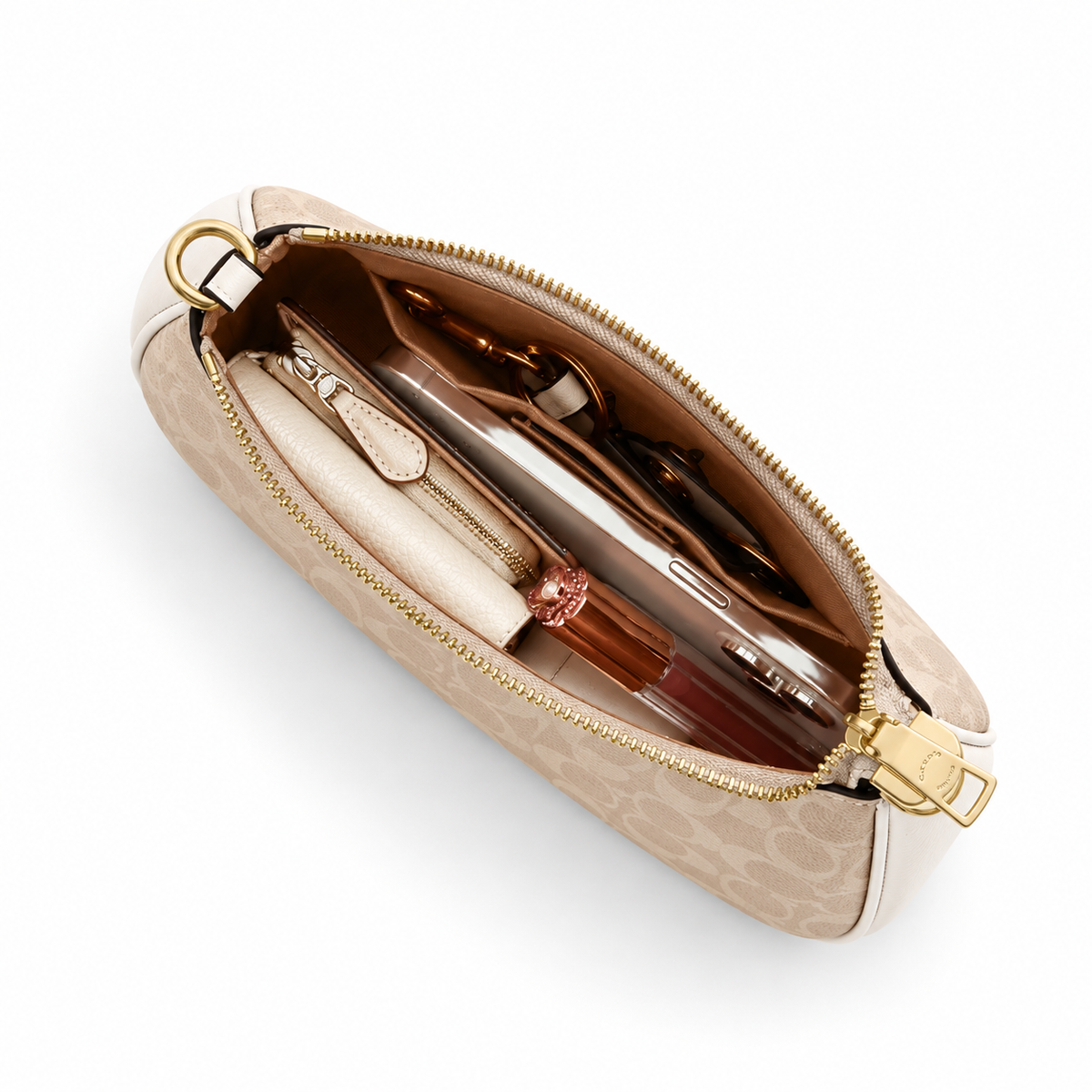 Teri Shoulder Bag In Signature Canvas - Gold/Sand/Chalk