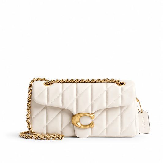 Tabby Shoulder Bag 26 With Pillow Quilting- Brass/Chalk